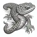 leopard gecko black white tattoo design idea