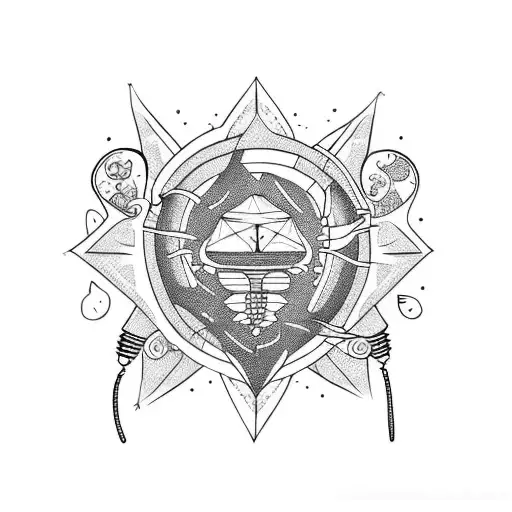 butterfly and heart and surfboard and lightbulb tattoo design idea