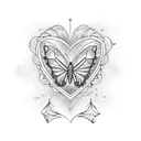 butterfly and heart and surfboard and lightbulb tattoo design idea