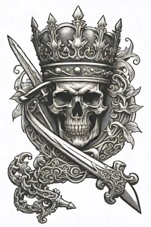 sword and crown tattoo design idea