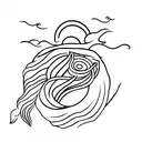 sea, ship, sky, sun tattoo design idea