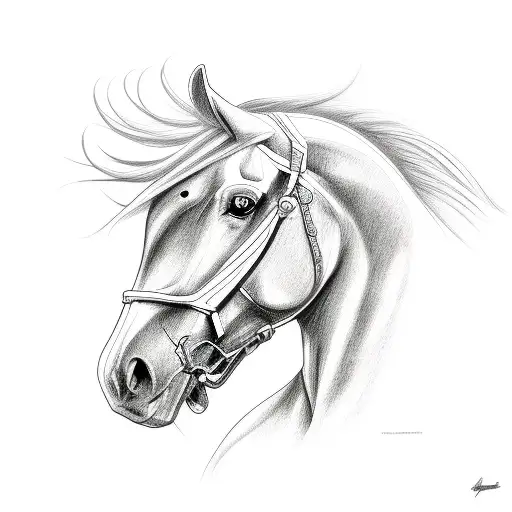 electric guitar and horse tattoo design idea