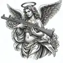 angel with AK 47 gun  tattoo design idea