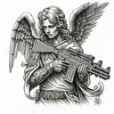 angel with AK 47 gun  tattoo design idea
