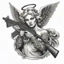 angel with AK 47 gun  tattoo design idea