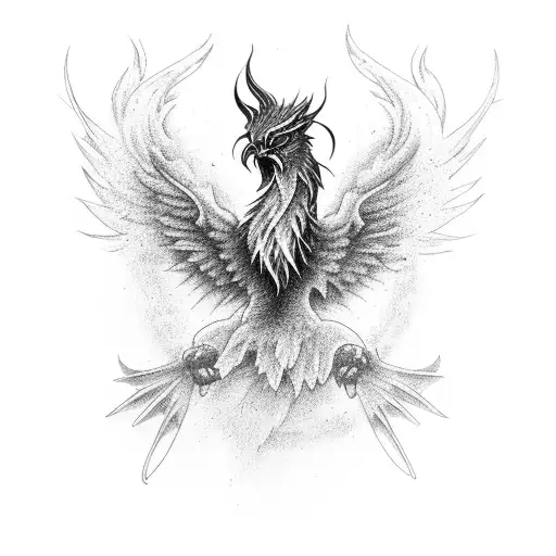 Phoenix flying over wounded soilders tattoo design idea