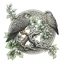 Celtic tree of life branch polish falcon tattoo design idea