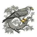 Celtic tree of life branch polish falcon tattoo design idea