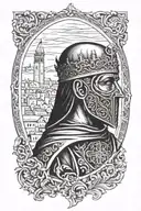 king Baldwin IV jerusalem with mask tattoo design idea
