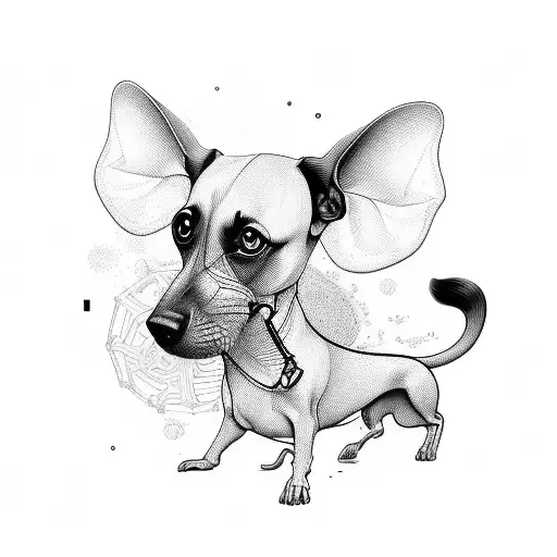 mc echer style incorportaing dali with small black dogs, bicycles, propeller plans tattoo design idea