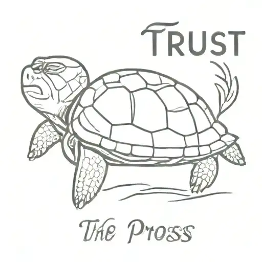turtle with a phrase that says Trust the process tattoo design idea