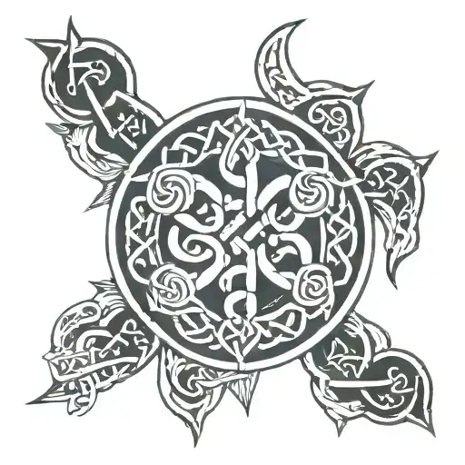 Celtic and Nordic runes intertwined tattoo design idea