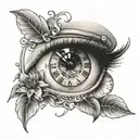 Tattoo on the occasion of the birth of a daughter with her eye, clock and date of birth 07/18/2022 to use for her dad tattoo design idea