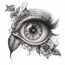 Tattoo on the occasion of the birth of a daughter with her eye, clock and date of birth 07/18/2022 to use for her dad tattoo design idea