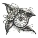 Tattoo on the occasion of the birth of a daughter with her eye, clock and date of birth 07/18/2022 to use for her dad tattoo design idea