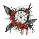 Tattoo on the occasion of the birth of a daughter with her eye, clock and date of birth 07/18/2022 to use for her dad tattoo design idea