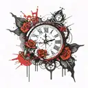 Tattoo on the occasion of the birth of a daughter with her eye, clock and date of birth 07/18/2022 to use for her dad tattoo design idea