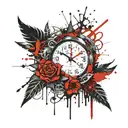 Tattoo on the occasion of the birth of a daughter with her eye, clock and date of birth 07/18/2022 to use for her dad tattoo design idea