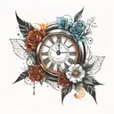 Tattoo on the occasion of the birth of a daughter with her eye, clock and date of birth 07/18/2022 to use for her dad tattoo design idea