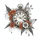 Tattoo on the occasion of the birth of a daughter with her eye, clock and date of birth 07/18/2022 to use for her dad tattoo design idea