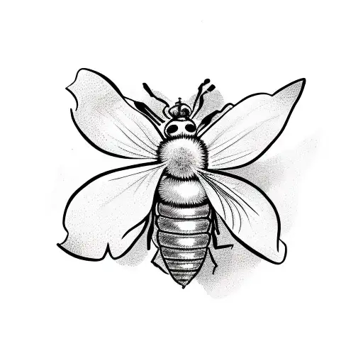 lily flower bee tattoo design idea