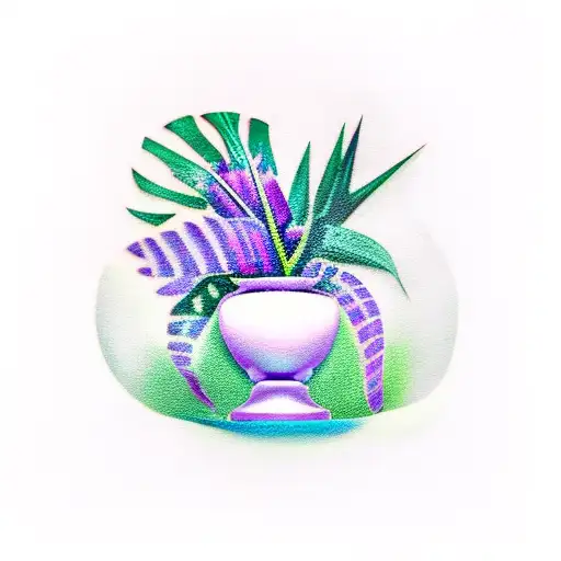  purple vase with a monstera tattoo design idea