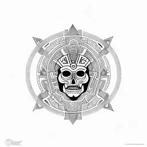 sol azteca y rey mexica tattoo design idea