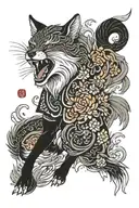 nine-tailed fox eat a sun  tattoo design idea