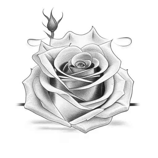 A black-grey tattoo of a rose with the name Lisa written in elegant script beneath it tattoo design idea