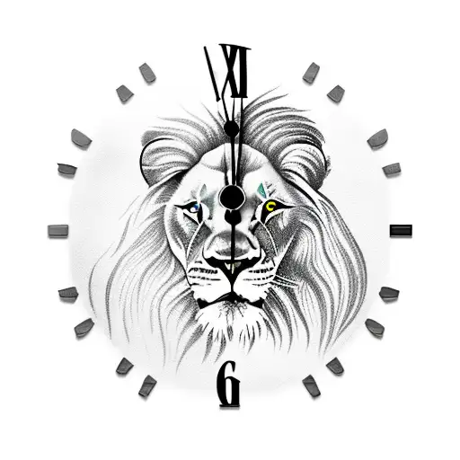 SAVI Temporary Tattoo Stickers Big Lion Face Broken Clock Tattoo  Pattern For Men Women Tattoo For Hand Arm Size 21x11cm  1Pc   Amazonin Beauty