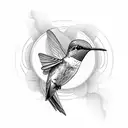 Hummingbird with California Poppy in Circle tattoo design idea