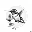Hummingbird with California Poppy in Circle tattoo design idea