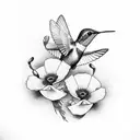 Hummingbird with California Poppy in Circle tattoo design idea