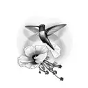 Hummingbird with California Poppy in Circle tattoo design idea
