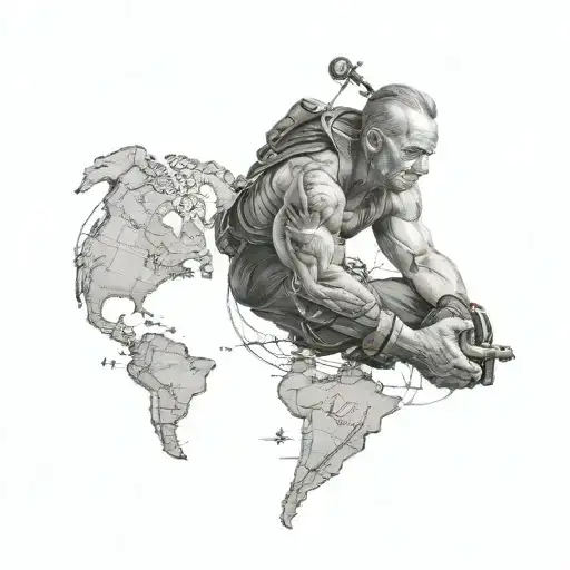 kurt veya atlas carrying the world tattoo design idea