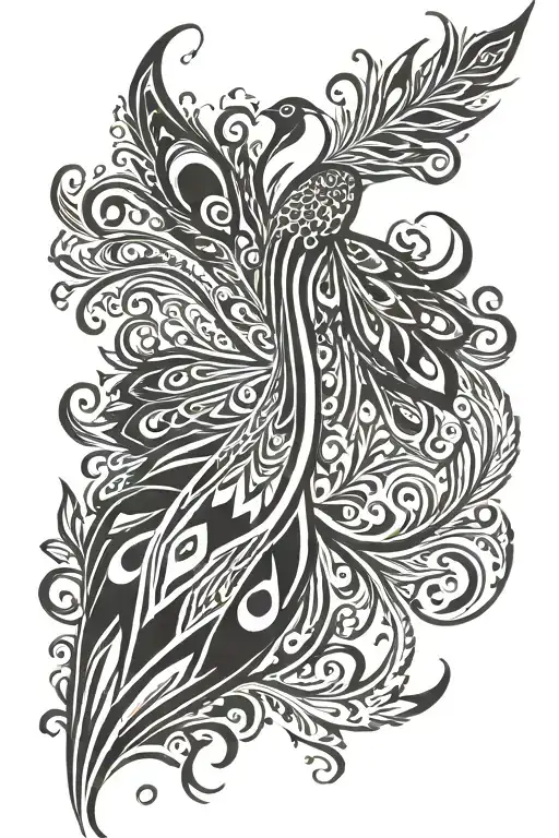 peacock tail feathers tattoo design idea