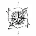 compass heart tattoo design idea