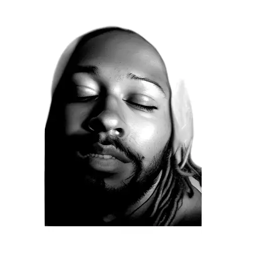 continuous line portrait of a man with dreadlock, single black line on white background  tattoo design idea