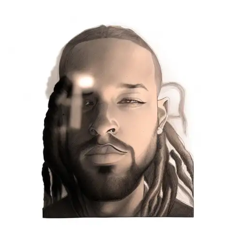 continuous line portrait of a man with dreadlock, single black line on white background  tattoo design idea