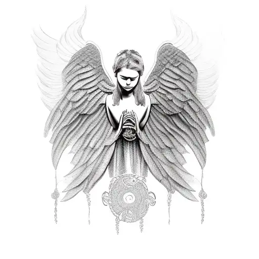 angel protector tattoo design idea