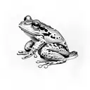 a psychedelic frog, black and white, not too big and detailed, good for a beginner tattoer tattoo design idea