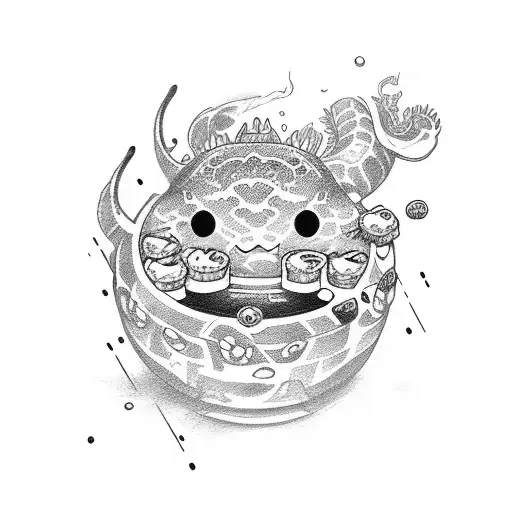 Sushi and Boba Tea tattoo design idea