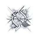 Complex sword handle with sharp edges wrapped in roads tattoo design idea
