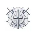 Complex sword handle with sharp edges wrapped in roads tattoo design idea