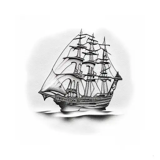 ghost pirate ship tattoo design idea