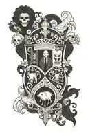 Addams family and monsters family crest tattoo design idea