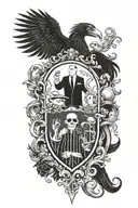Addams family and monsters family crest tattoo design idea