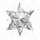 Combining shiny star, an old detailed battleship, waves, a triangle which surronds them tattoo design idea