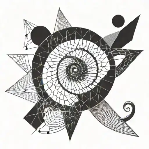 golden ratio spiral merging tattoo design idea