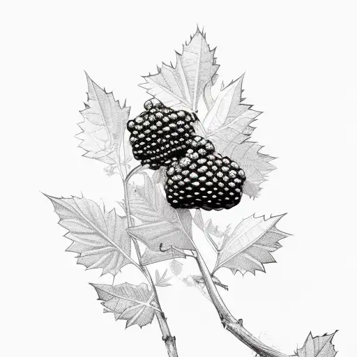 blackberry branch tattoo design idea